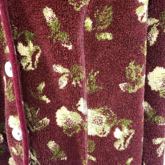 The Territory Ahead Womens Floral Sherpa Velour Fleece Jacket Blazer Maroon - Picture 5 of 10